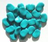 25 13x9mm Opaque Turquoise Twisted Flat Oval Beads